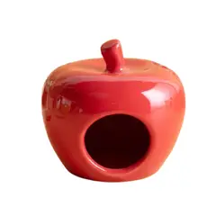 SUKEA - Refugio Fresco Cerámica Forma Manzana Para Hámster Rojo