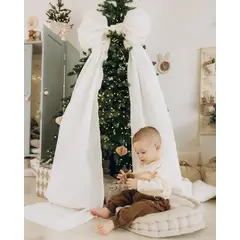 GENERICO - Lazo de Tela Elegante Gigante Decoracion Beige Tela Algodon Crea