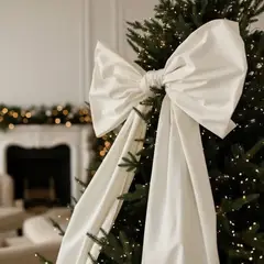 GENERICO - Lazo de Tela Clasico Gigante Decoracion Beige Tela Algodon Crea