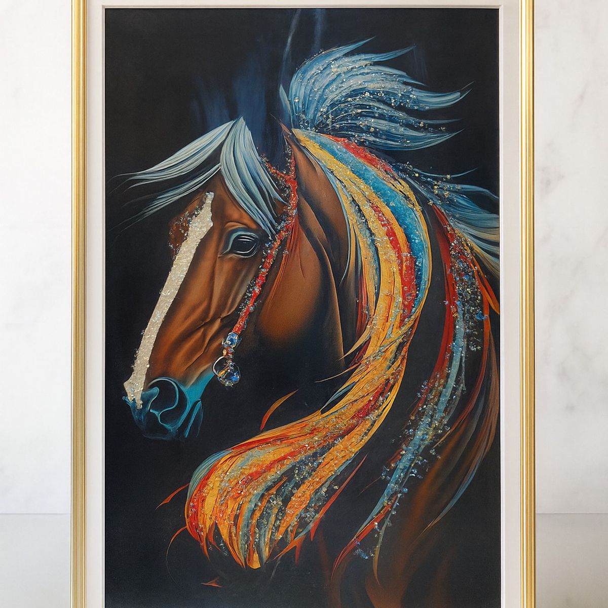 GENERICO - Cuadro Caballo con Cristales Moderno y Minimalista 40x60