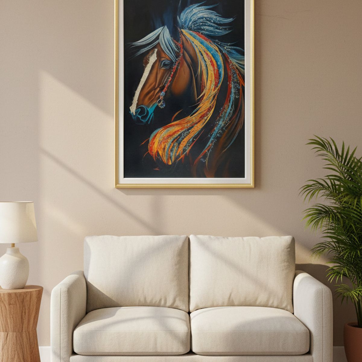 GENERICO - Cuadro Caballo con Cristales Moderno y Minimalista 40x60