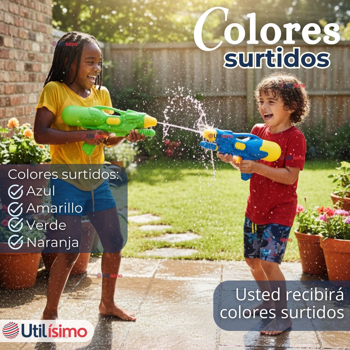 UTILISIMO - Pistola De Agua 300ml 32cm Colores Surtidos Juguete Lanza Agua Niño Niña