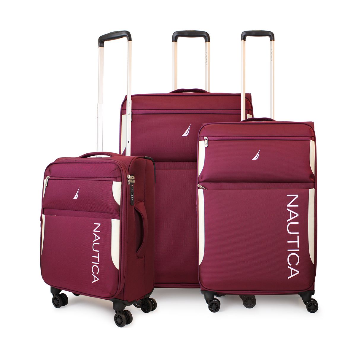 NAUTICA - Set de 3 maletas blanda de tela S+M+L Nautica Marbella burdeo