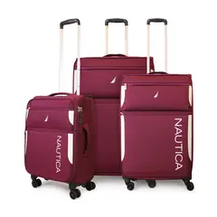 NAUTICA - Set de 3 maletas blanda de tela S+M+L Marbella burdeo