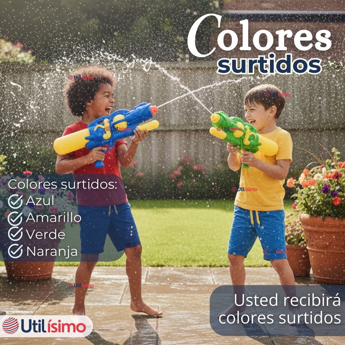 UTILISIMO - Pistola De Agua 500ml 45cm Colores Surtidos Juguete Lanza Agua Niño Niña