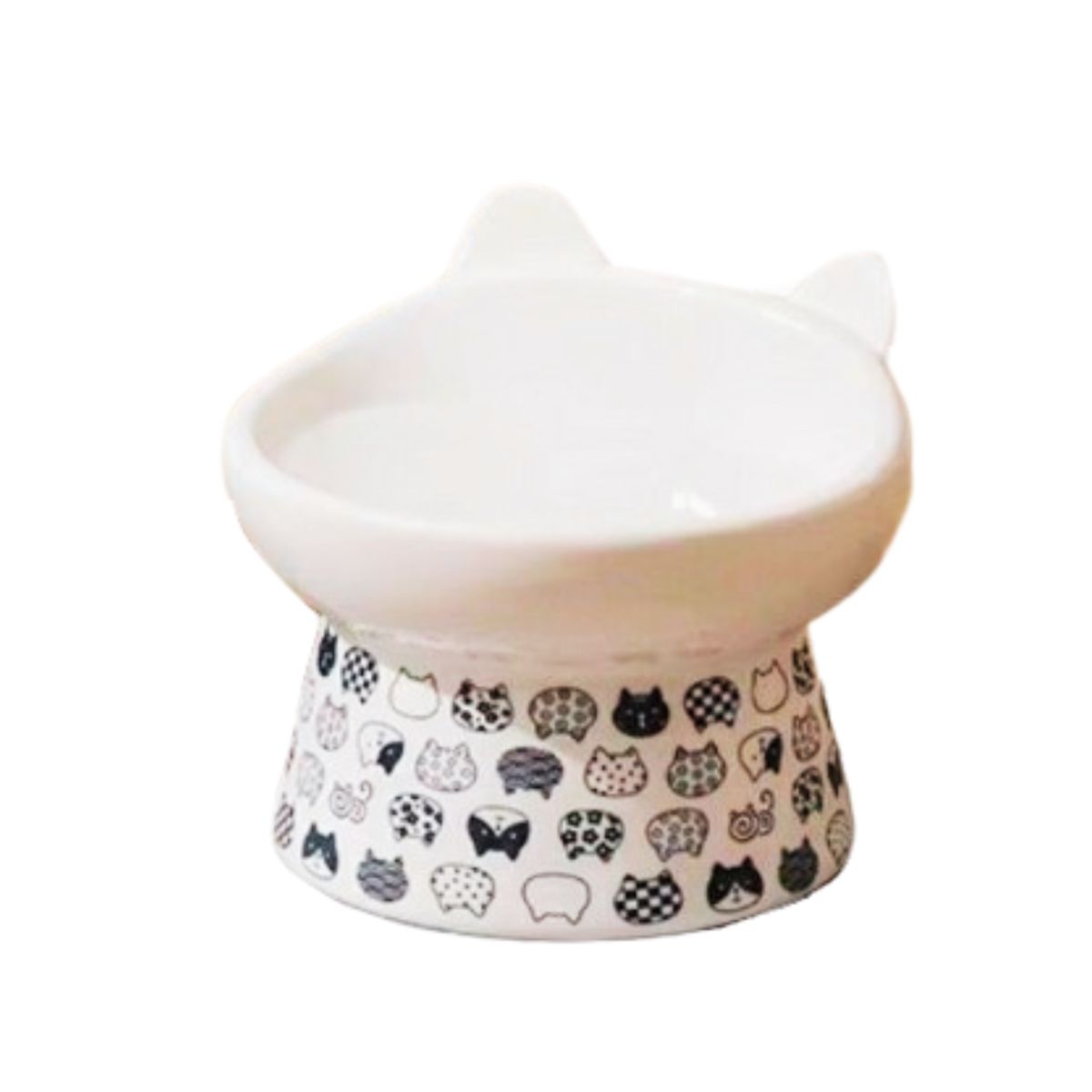 SUKEA - Plato Elevado De Cerámica Para Mascotas Estilo Japonés Blanco