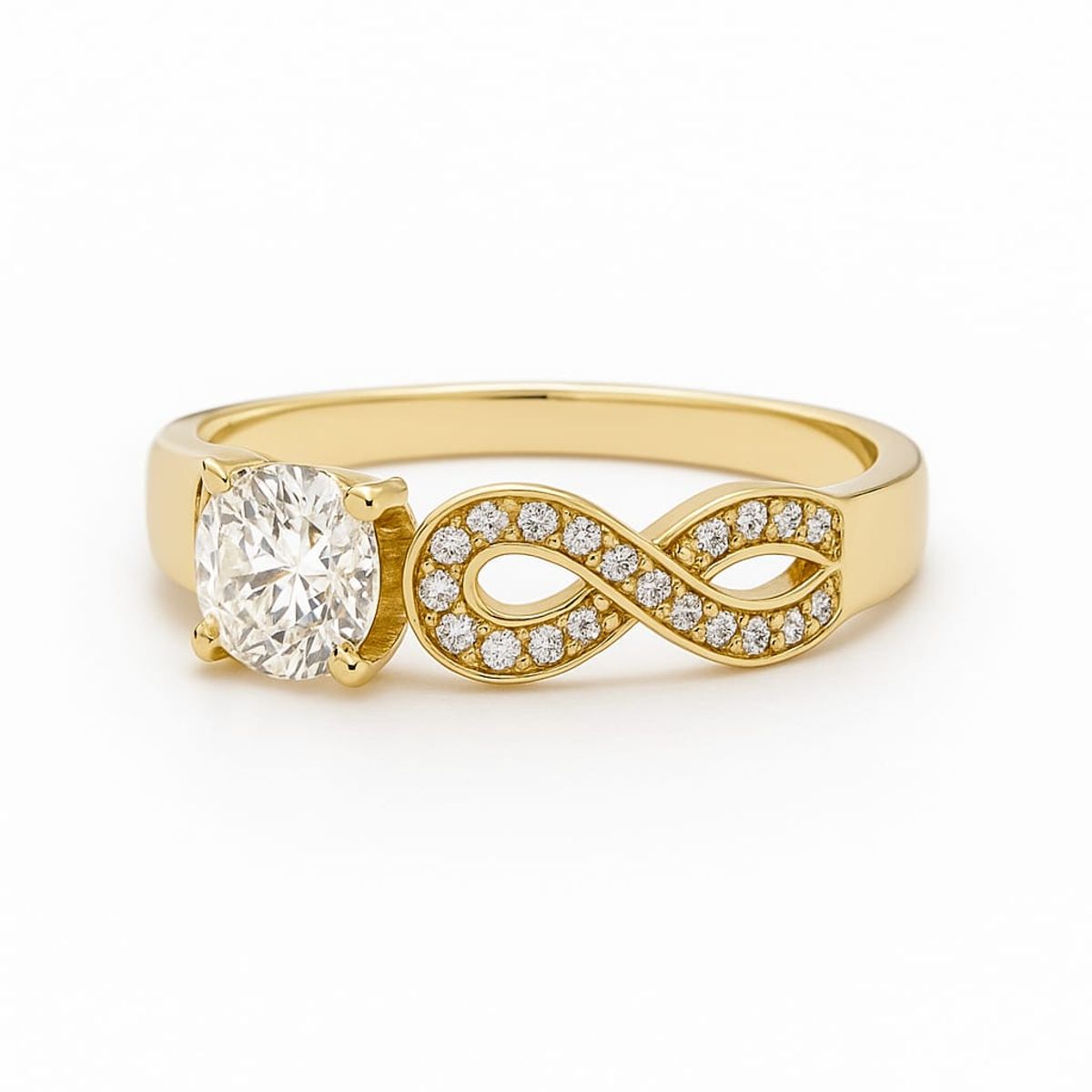 JOYAS LANDEROS - Anillo Solitario con Infinito enchapado en oro de 18k