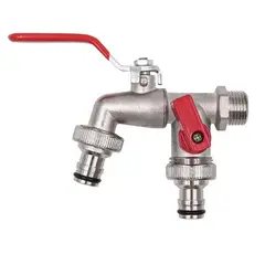 GENERICO - Llave De Jardín Con Doble Salida 12 Grifo De Válvula