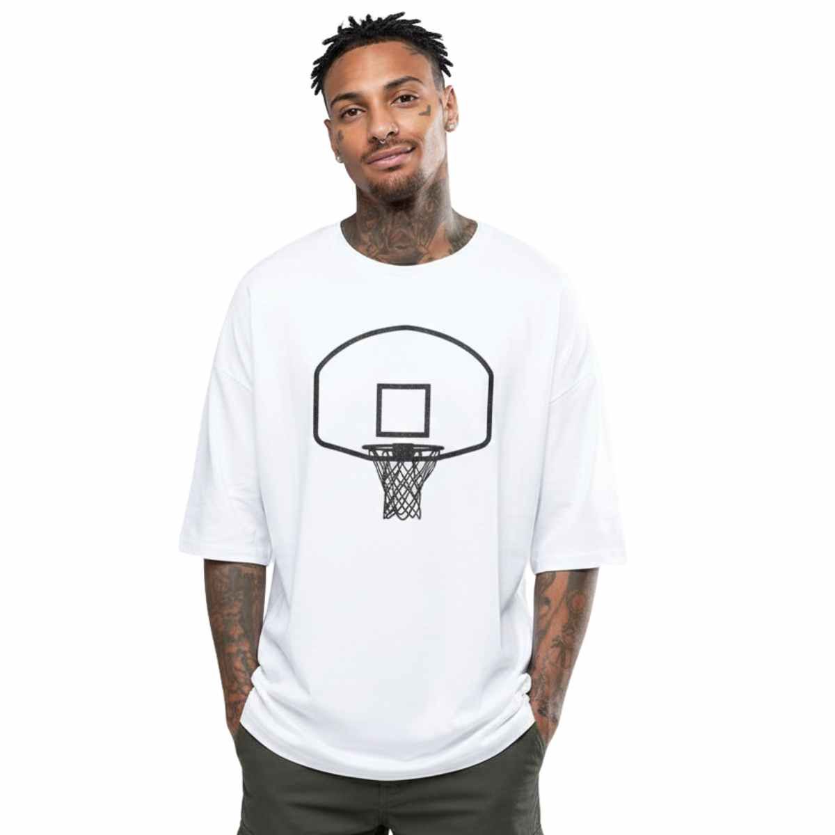 TRIPLE PLAY - Polera Oversize Streetwear 100% Algodón Aro de basket