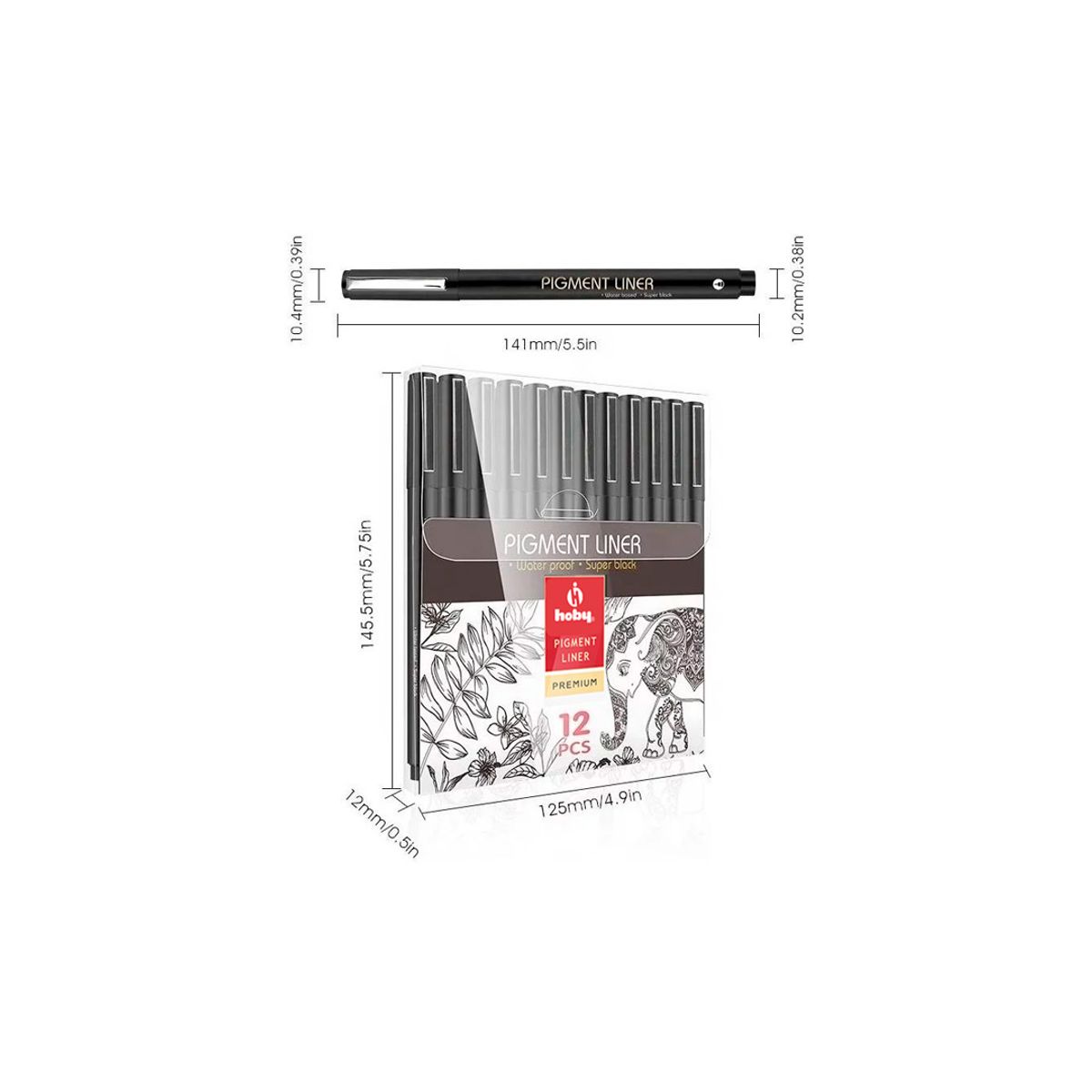 GENERICO - Lapices Tiralineas Set 12 Unidades Lettering Marcador Hoby