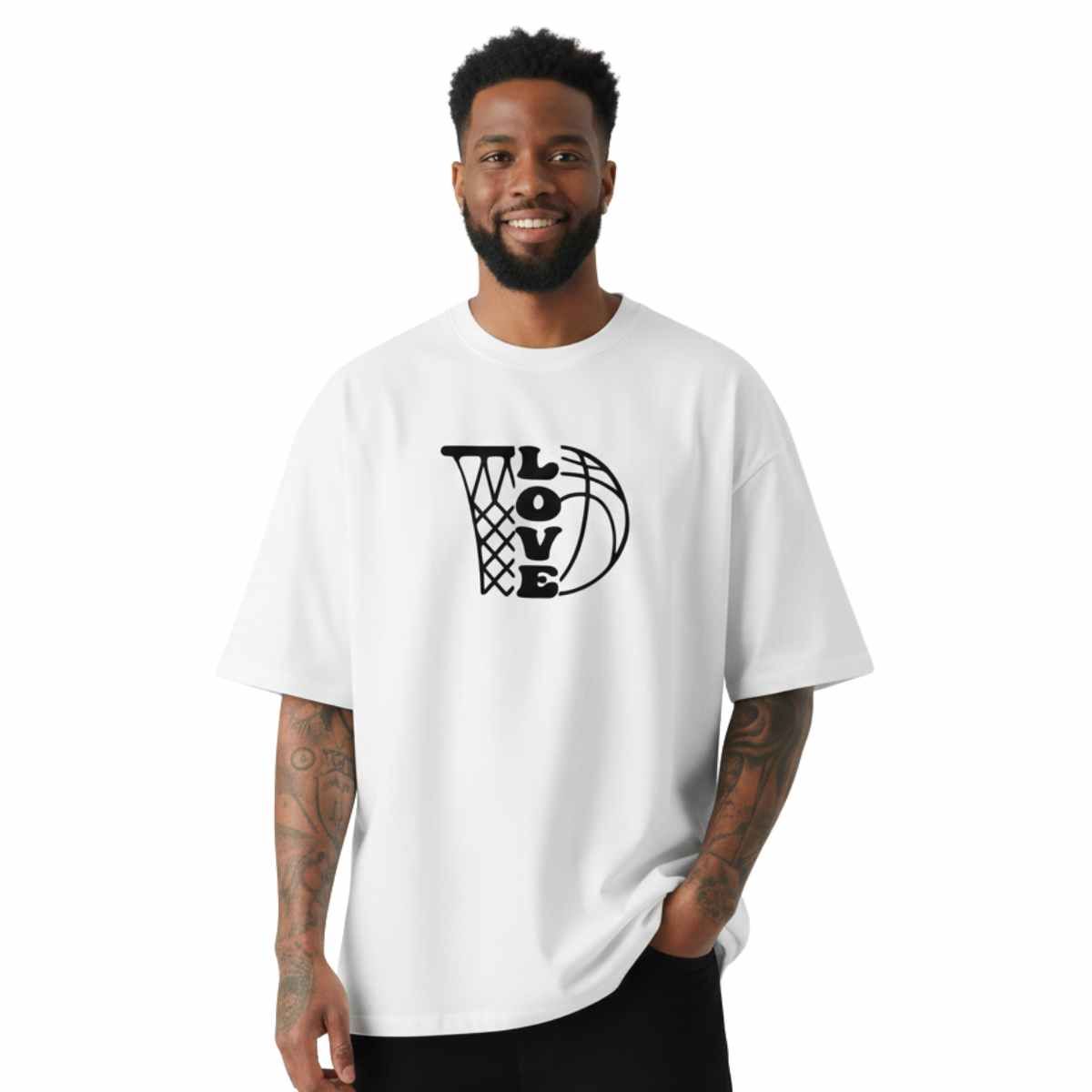 TRIPLE PLAY - Polera Oversize Streetwear 100% Algodón Love basket