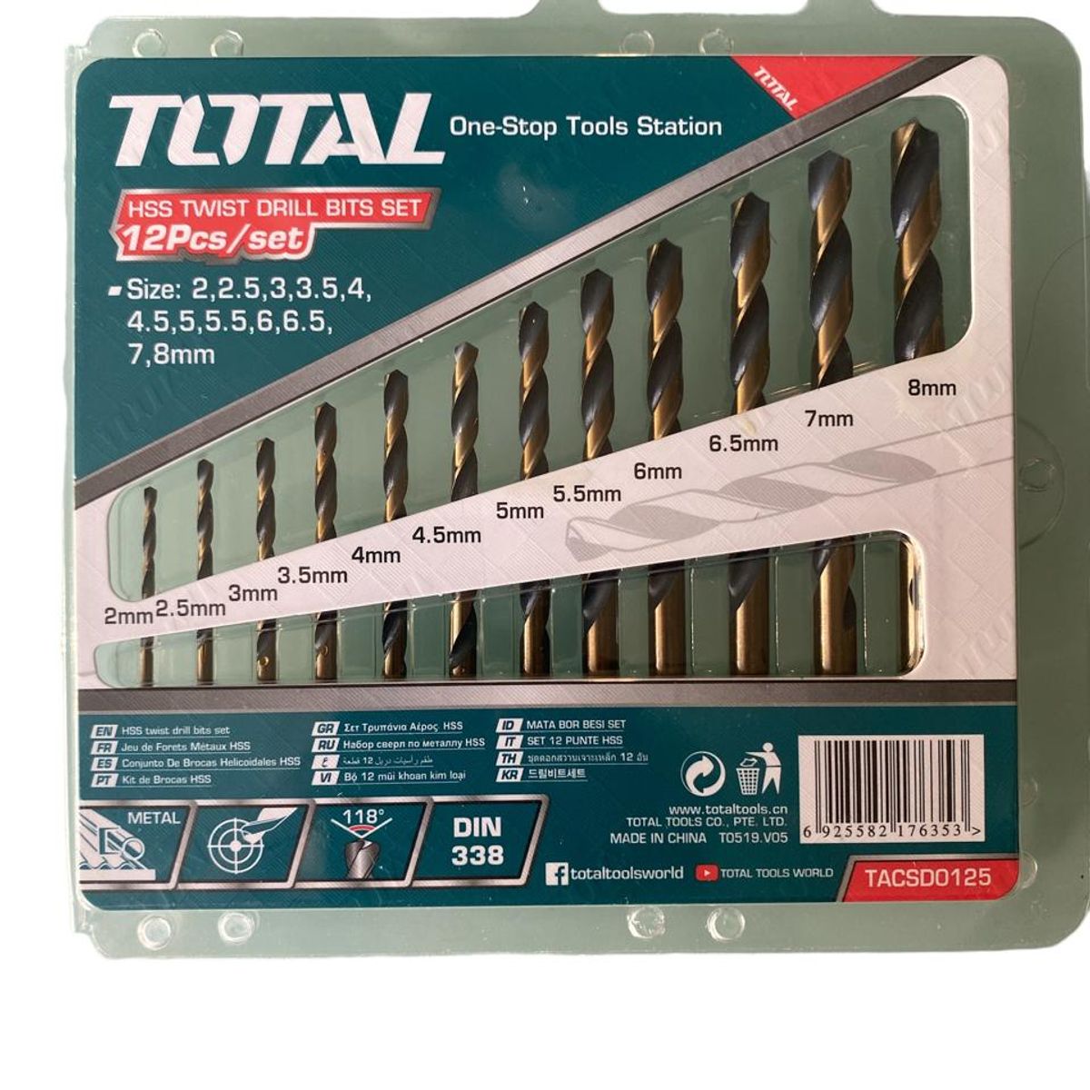 TOTAL - Brocas Para Metal Set 12 Piezas Total TACSD0125