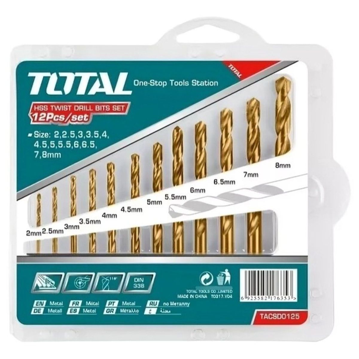 TOTAL - Brocas Para Metal Set 12 Piezas Total TACSD0125