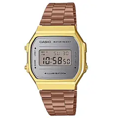 CASIO - RELOJ A168WECM-5DF BORNCE DORADO PLATEADO