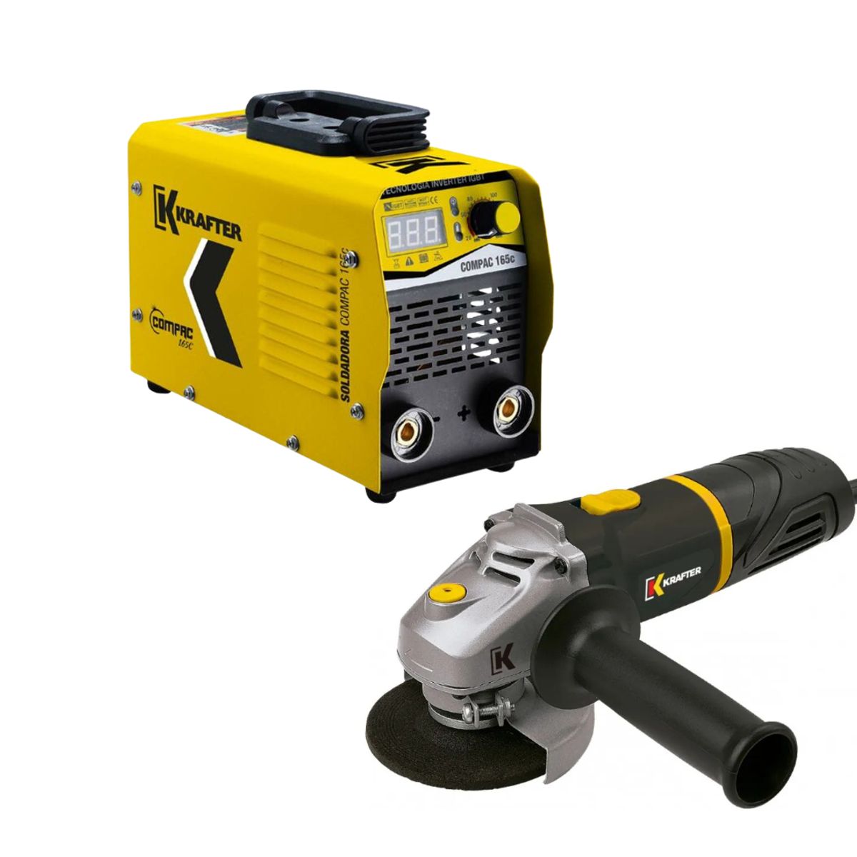 KRAFTER - Kit Maquina Soldar Compac 165c + Esmeril 4 1/2 600w Krafter