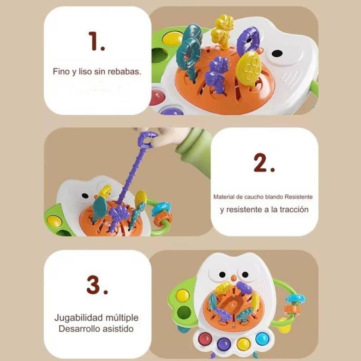 GENERICO - Búho Juguete Sensorial Montessori Cuerdas