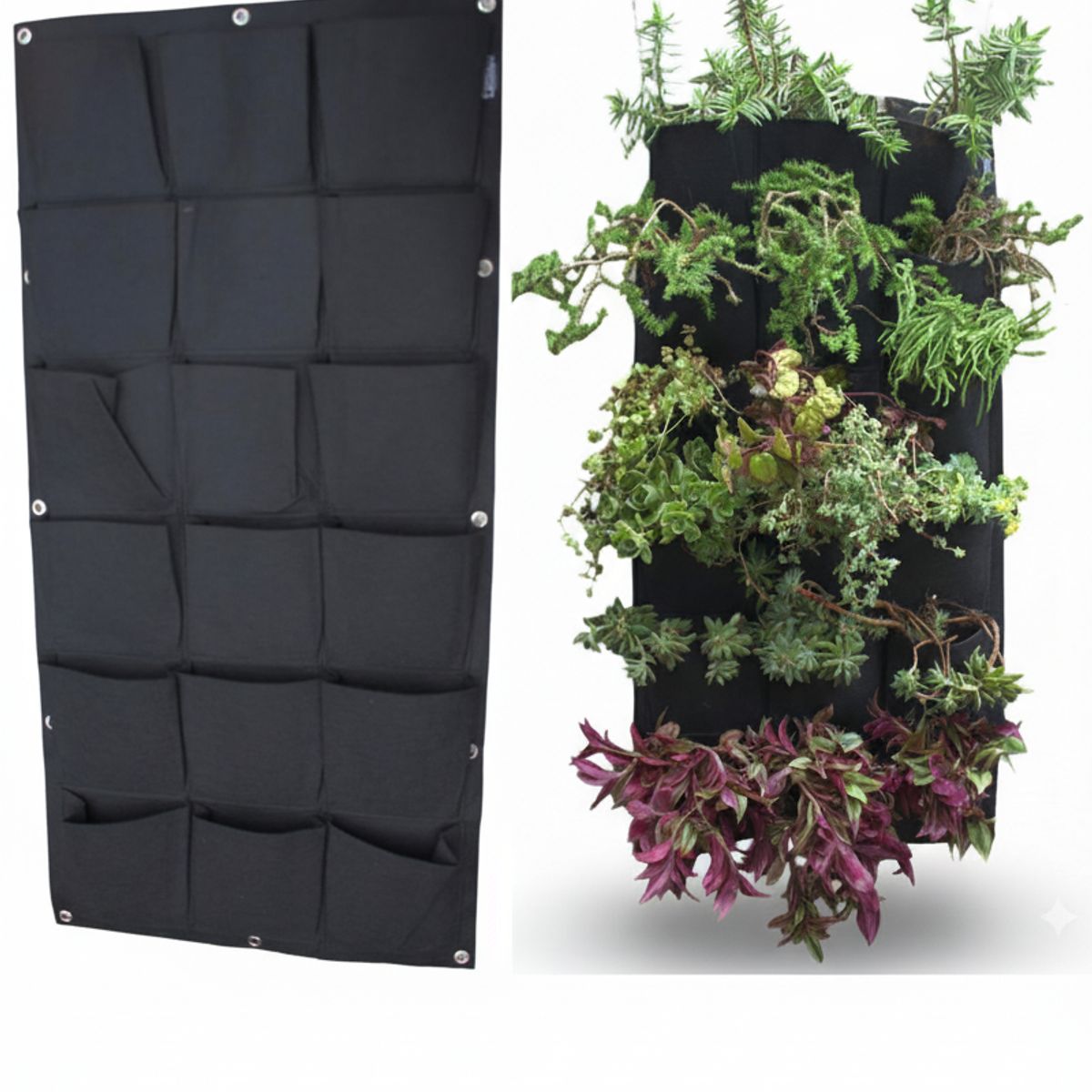 GENERICO - Jardin Vertical huerto urbano balcon terraza mural exterior de geotextil 18 bolsillos