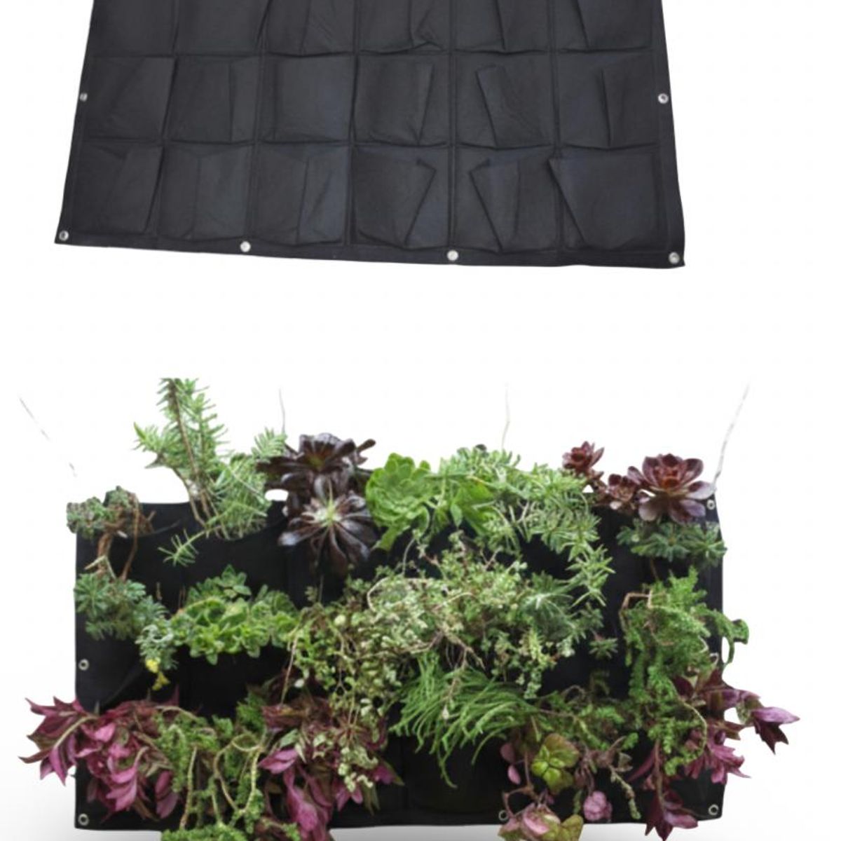 GENERICO - Jardin Horizontal huerto urbano balcon terraza mural exterior de geotextil 18 bolsillos