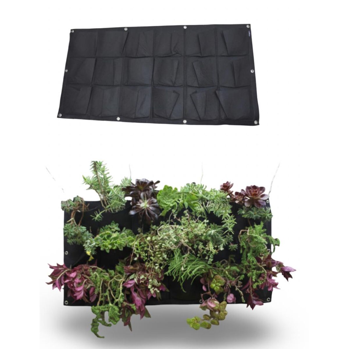 GENERICO - Jardin Horizontal huerto urbano balcon terraza mural exterior de geotextil 18 bolsillos