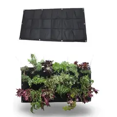 GENERICO - Jardin Horizontal huerto urbano balcon terraza mural exterior de geotextil 18 bolsillos