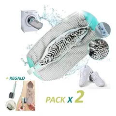 GENERICO - Bolsas Para Lavar Zapatillas Ropa Y Zapatos Protección Bolsa Protectora Pack x 2 + Cepillo Lavar