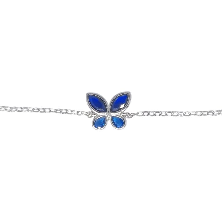 Pulsera Mariposa Cristales Azules Plata 925 Azul 20