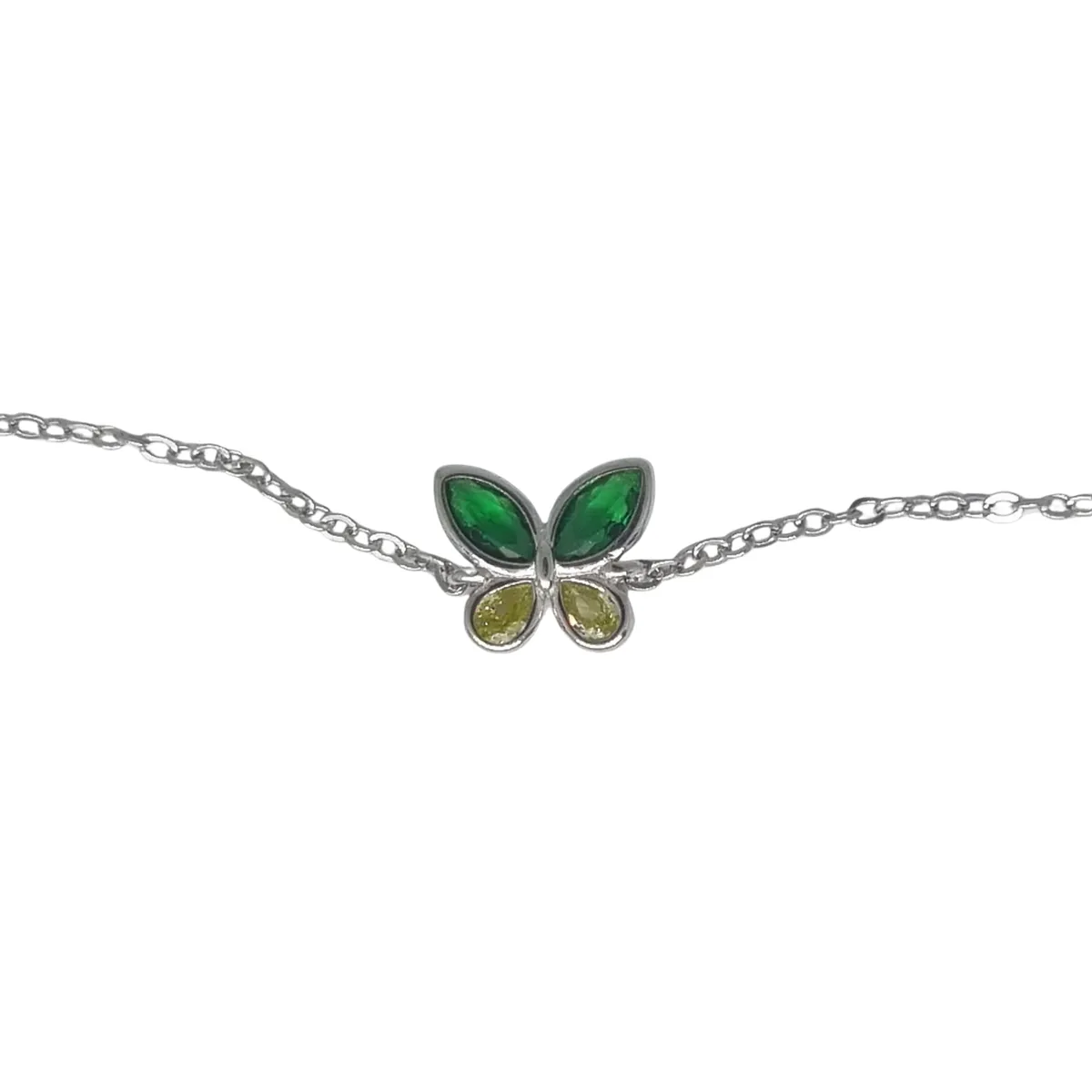 JOYAS LANDEROS - Pulsera Mariposa Cristales Verdes Plata 925