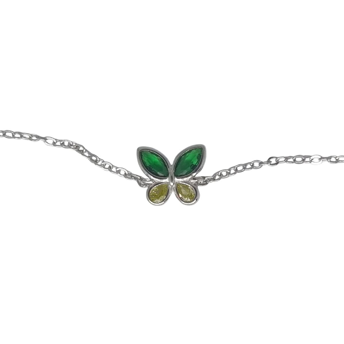JOYAS LANDEROS - Pulsera Mariposa Cristales Verdes Plata 925