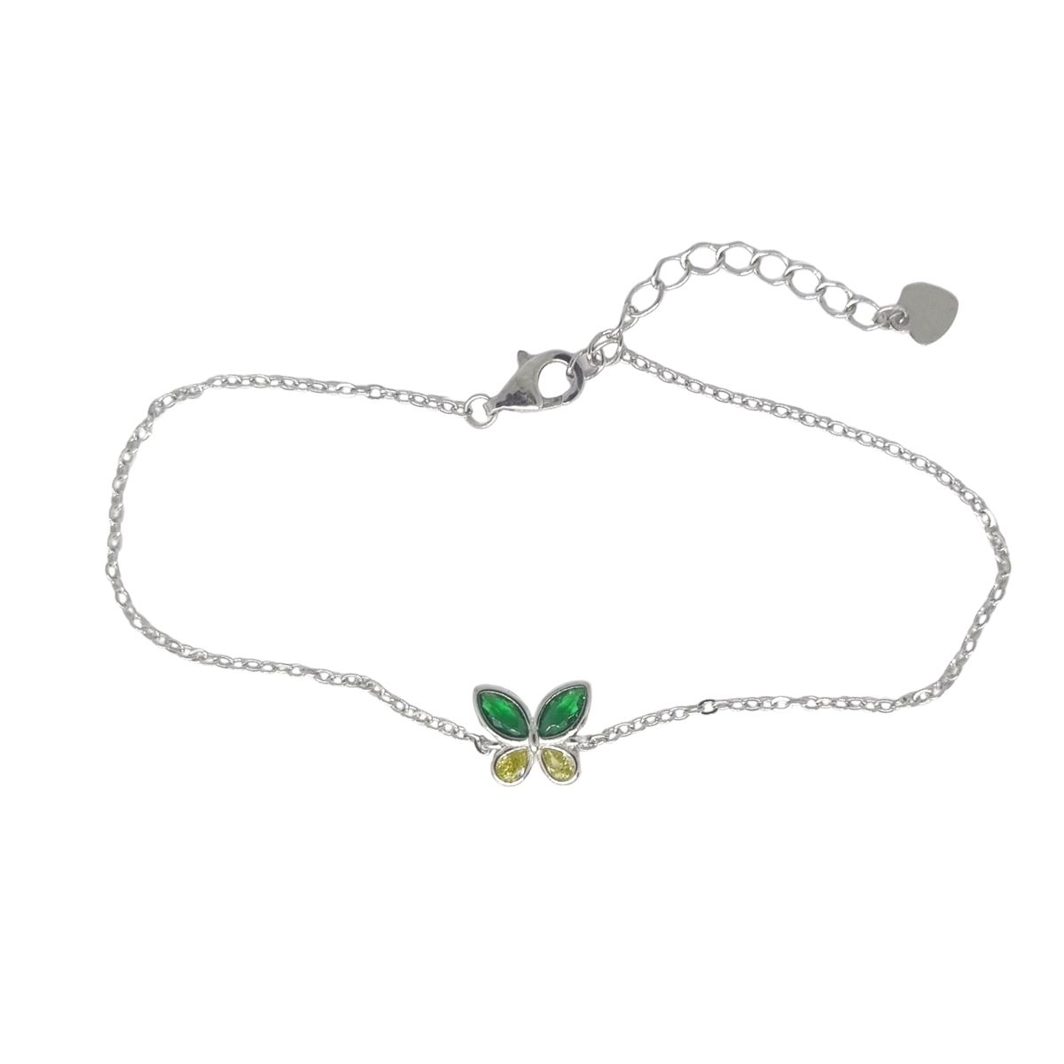 JOYAS LANDEROS - Pulsera Mariposa Cristales Verdes Plata 925