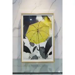 GENERICO - Cuadro Diseño de Paraguas Amarillo con Cristales 40x60cm