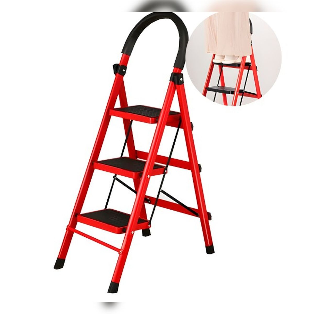 GENERICO - Escalera Plegable 3 Escalones Resistente Escala