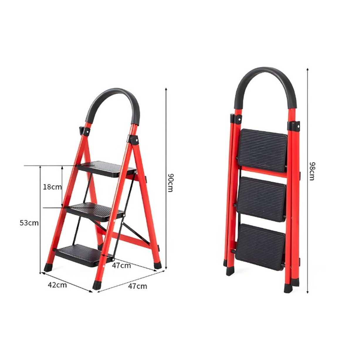 GENERICO - Escalera Plegable 3 Escalones Resistente Escala