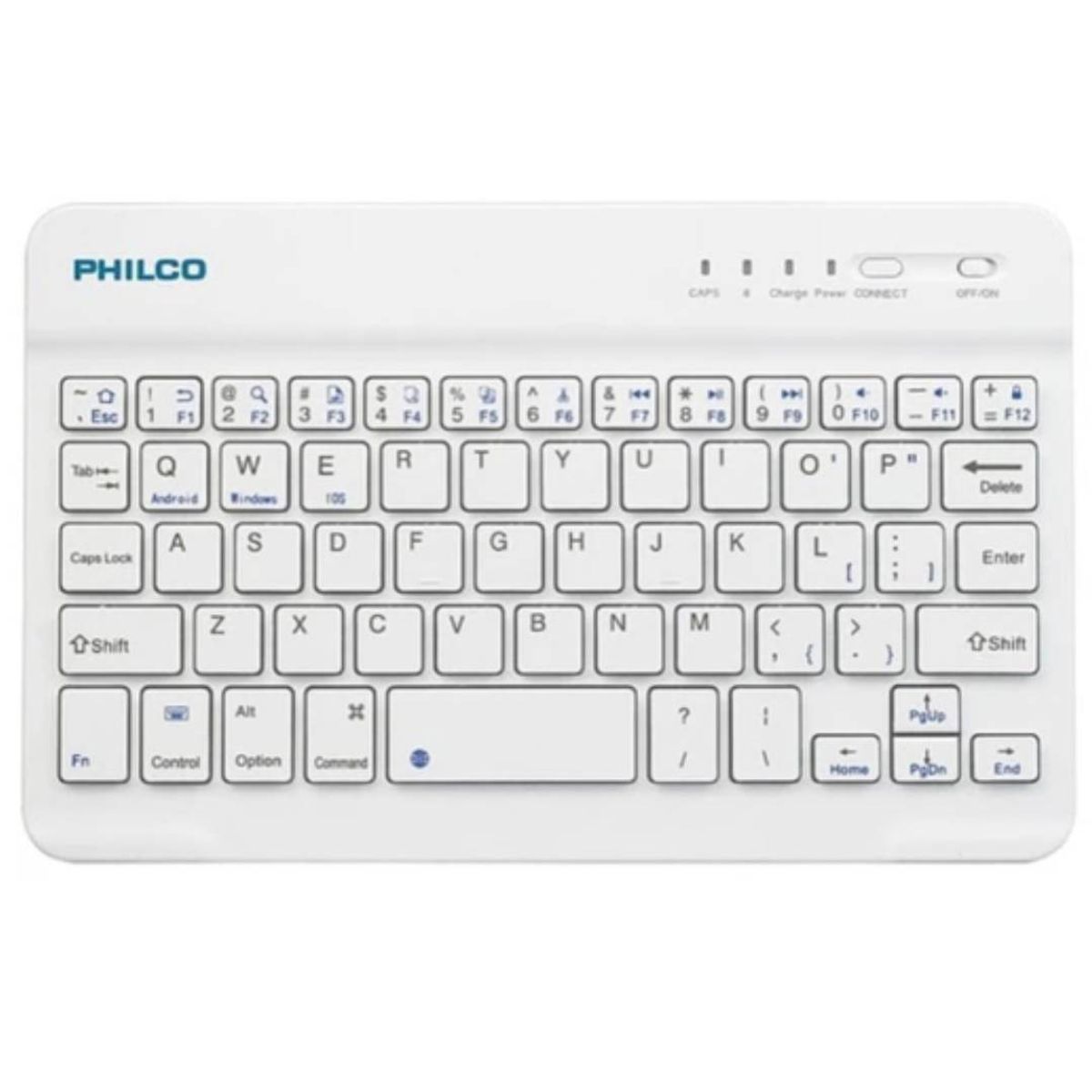 PHILCO - Teclado Mini Philco Bluetooth 7 Pulgadas Blanco