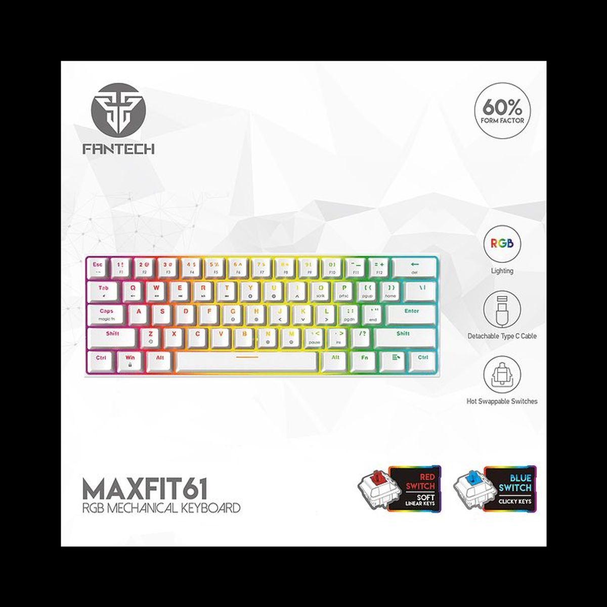 FANTECH - Teclado Gamer Fantech MAXFIT 61 MK857 Space SW Red Español