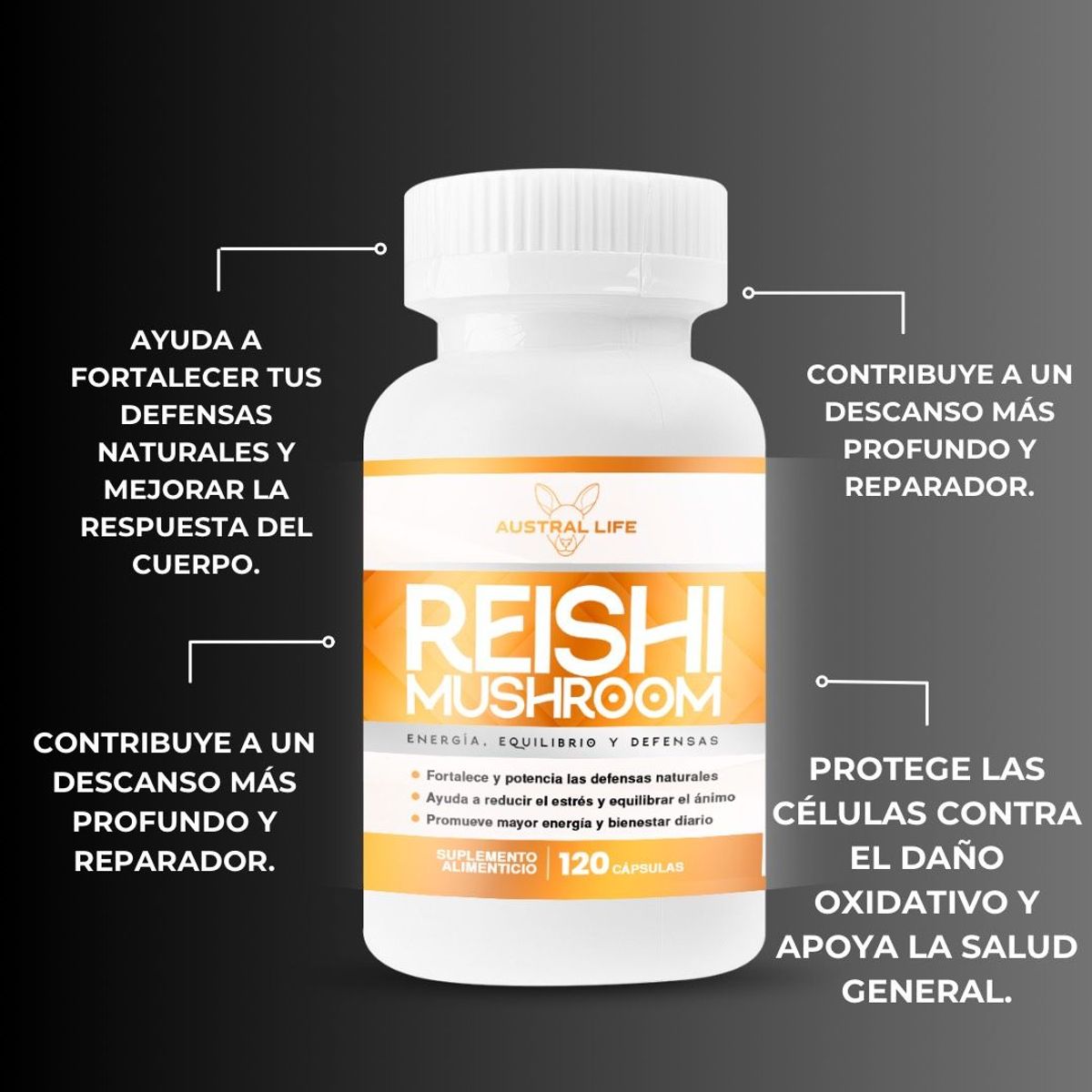 GENERICO - Reishi Mushroom 1000mg – 120 Cápsulas-Austral Life