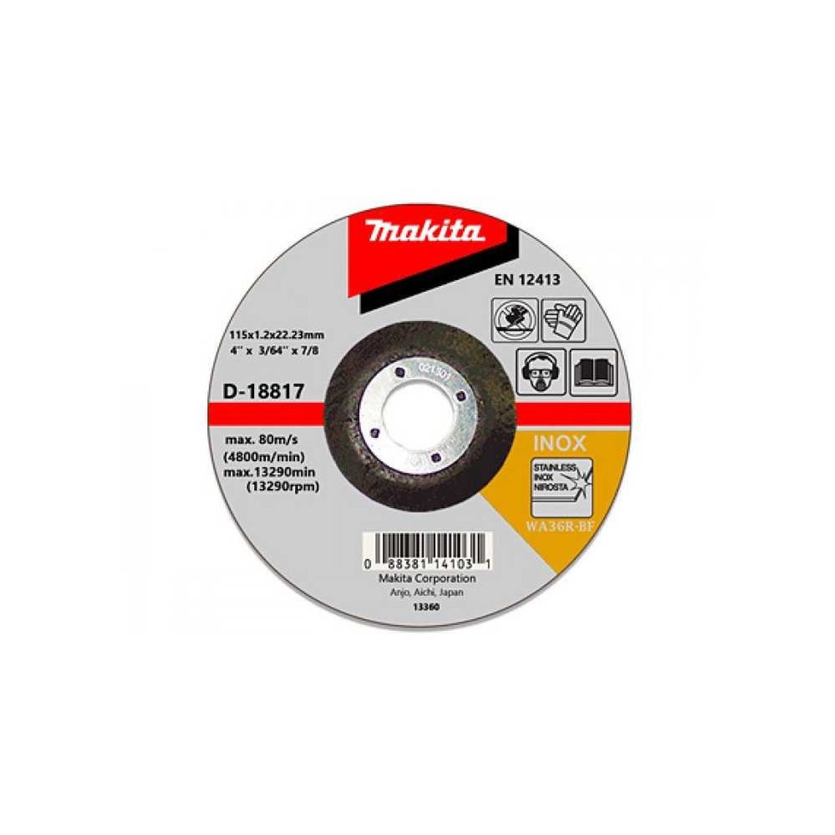 Disco Abrasivo Corte Acero INOX 115X2223mm WA60T-BF MAKITA D-18817, marca MAKITA - Foto Principal