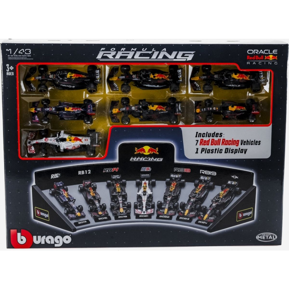 BBURAGO - BURAGO 38168 1-43 RED BULL RACE FORMULA 7 CARS IN MODEL