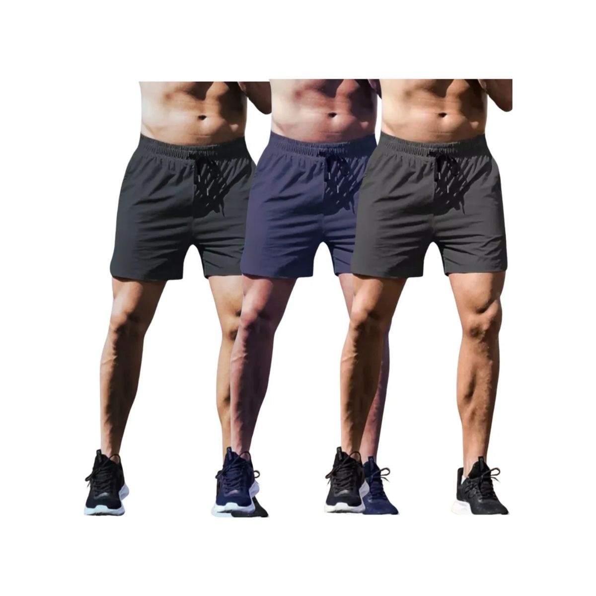 LOOK SHOP - Pack 3 Short Gimnasio Bolsillo Poliéster Hombre Colores Surt 8798