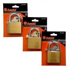 GENERICO - Pack 3 Candados De Seguridad 20mm Acero 2 Llaves Asaki