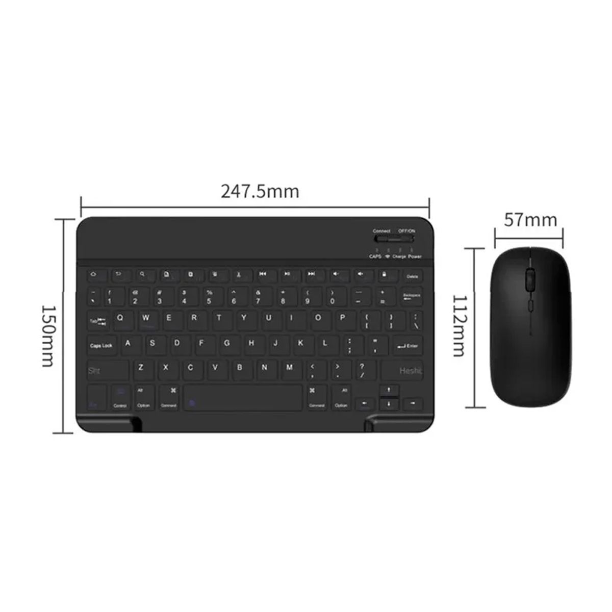 GENERICO - Kit Teclado + Mouse Para Ipad Tablet Celular Pc Bluetooth Negro