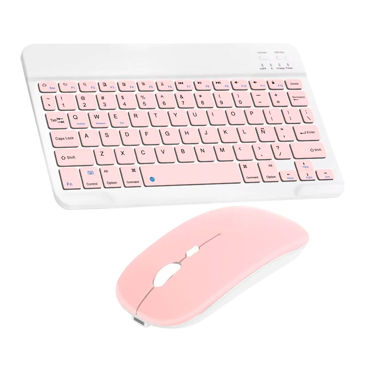 GENERICO - Kit Teclado + Mouse Para Ipad Tablet Celular Pc Bluetooth Rosa