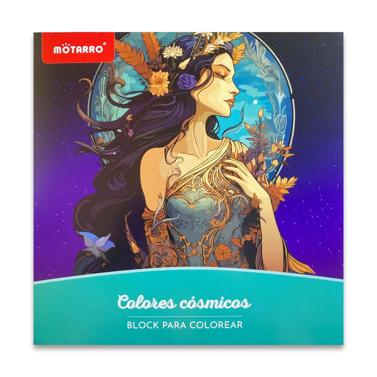 MOTARRO - Libro - Block para colorear - Colores cósmicos + 12 lápices de colores pastel