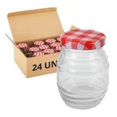 GENERICO - Pack 24 Frasco De Vidrio Coservero Forma de Barril Con Tapa Color Variado 100ml