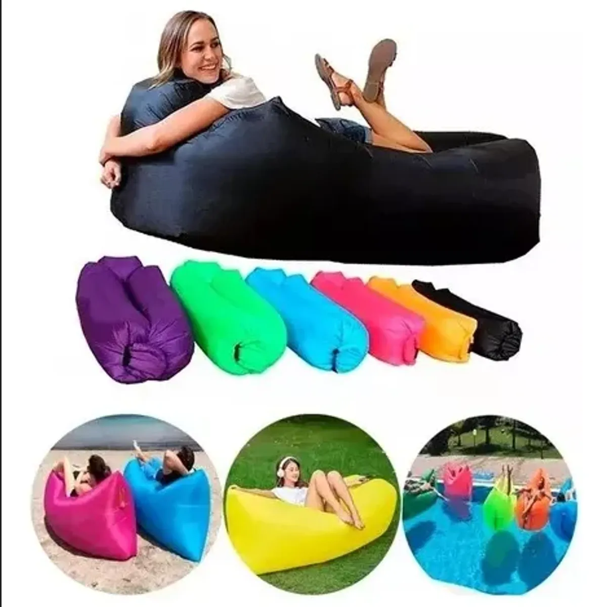 GENERICO - Sofa Sillón Inflable Tumbona Banano Camping Playa