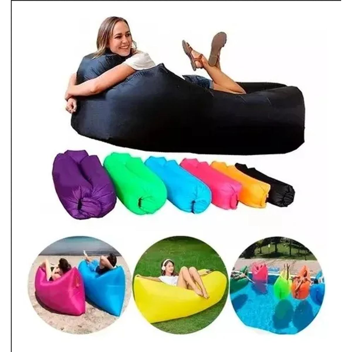 GENERICO - Sofa Sillón Inflable Tumbona Banano Camping Playa