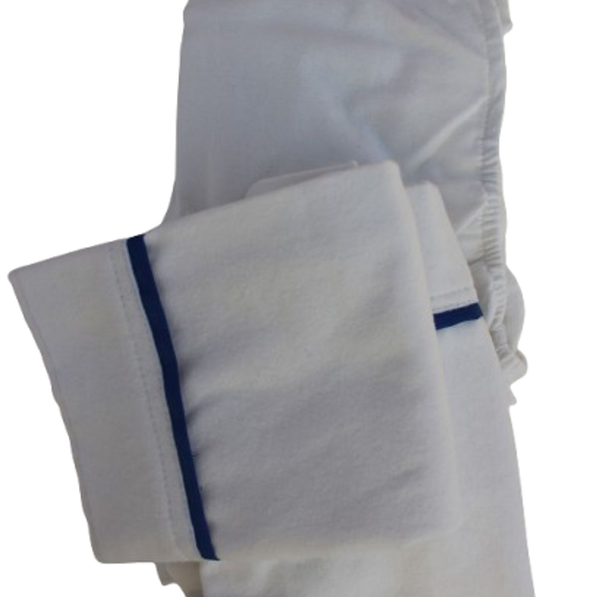 GENERICO - PACK SABANA BAJERA  MOLETON BLANCO Y 2 FUNDA MOLETON BLANCO CON VIVO AZUL