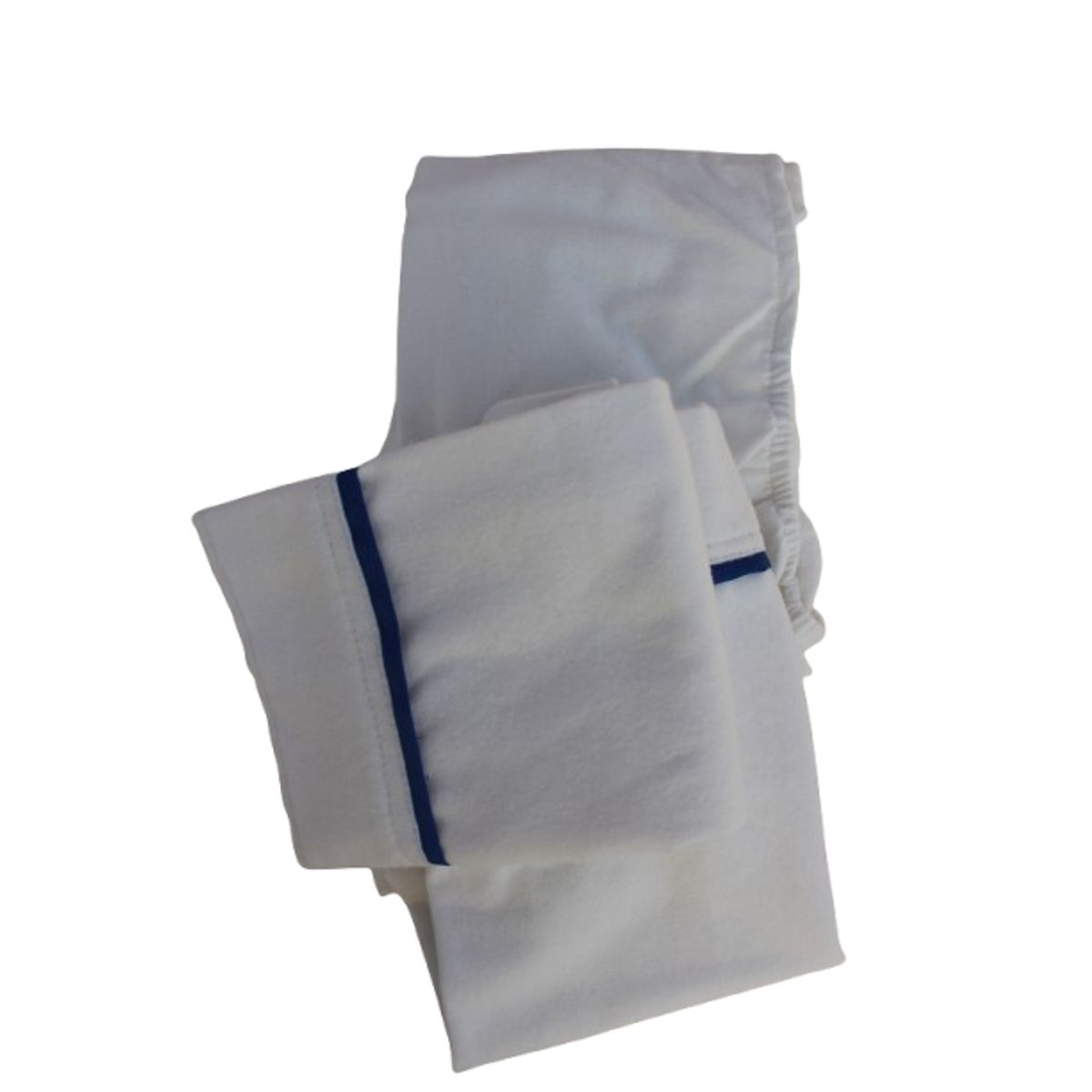 GENERICO - PACK SABANA BAJERA  MOLETON BLANCO Y 2 FUNDA MOLETON BLANCO CON VIVO AZUL