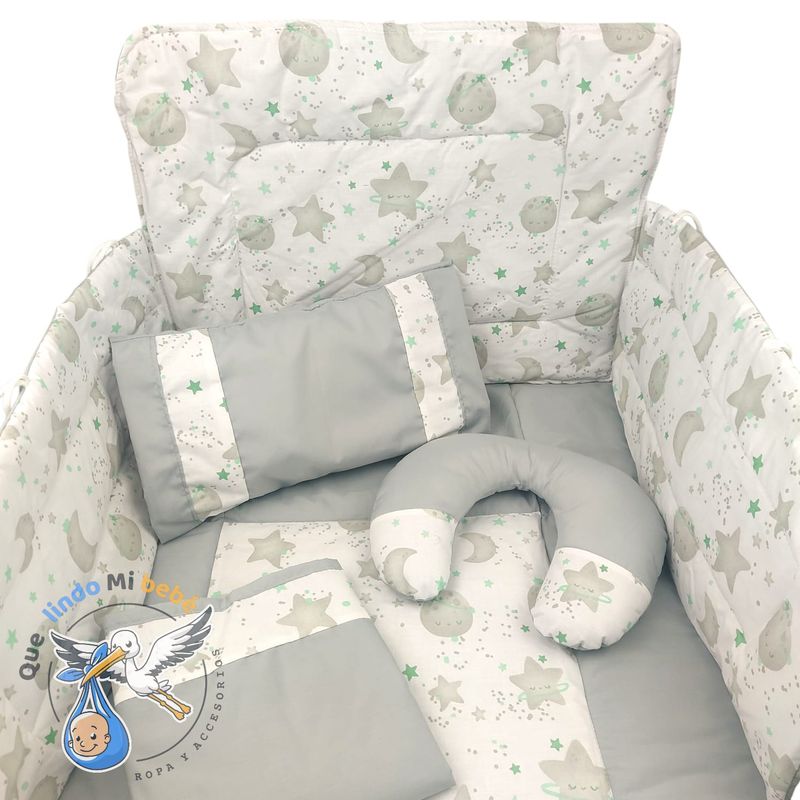 GENERICO - Set para Cuna Estándar Gris Universo