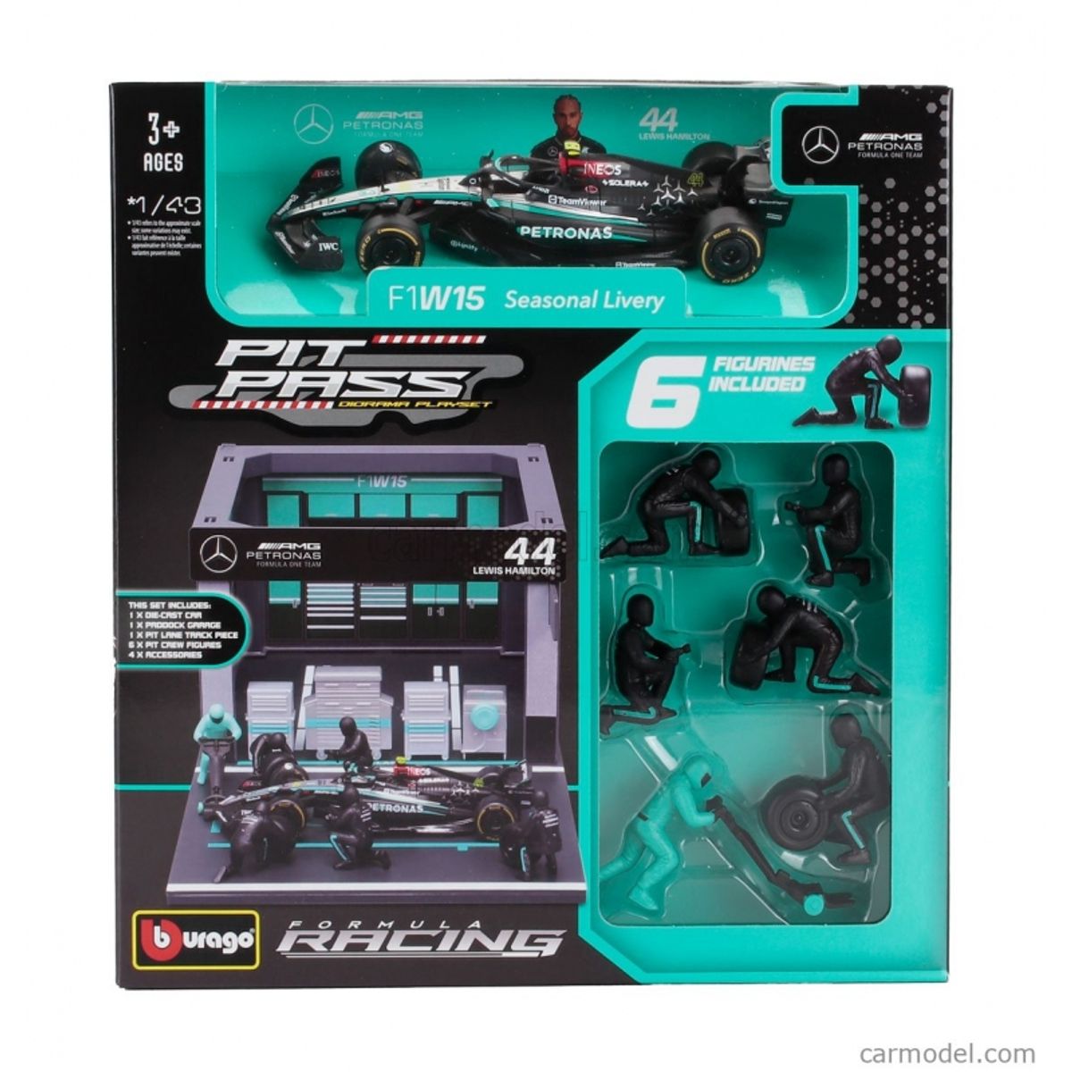BBURAGO - BURAGO 38452 1-43 RACE FORMULA MERCEDES W15 PIT PASS ( 2024