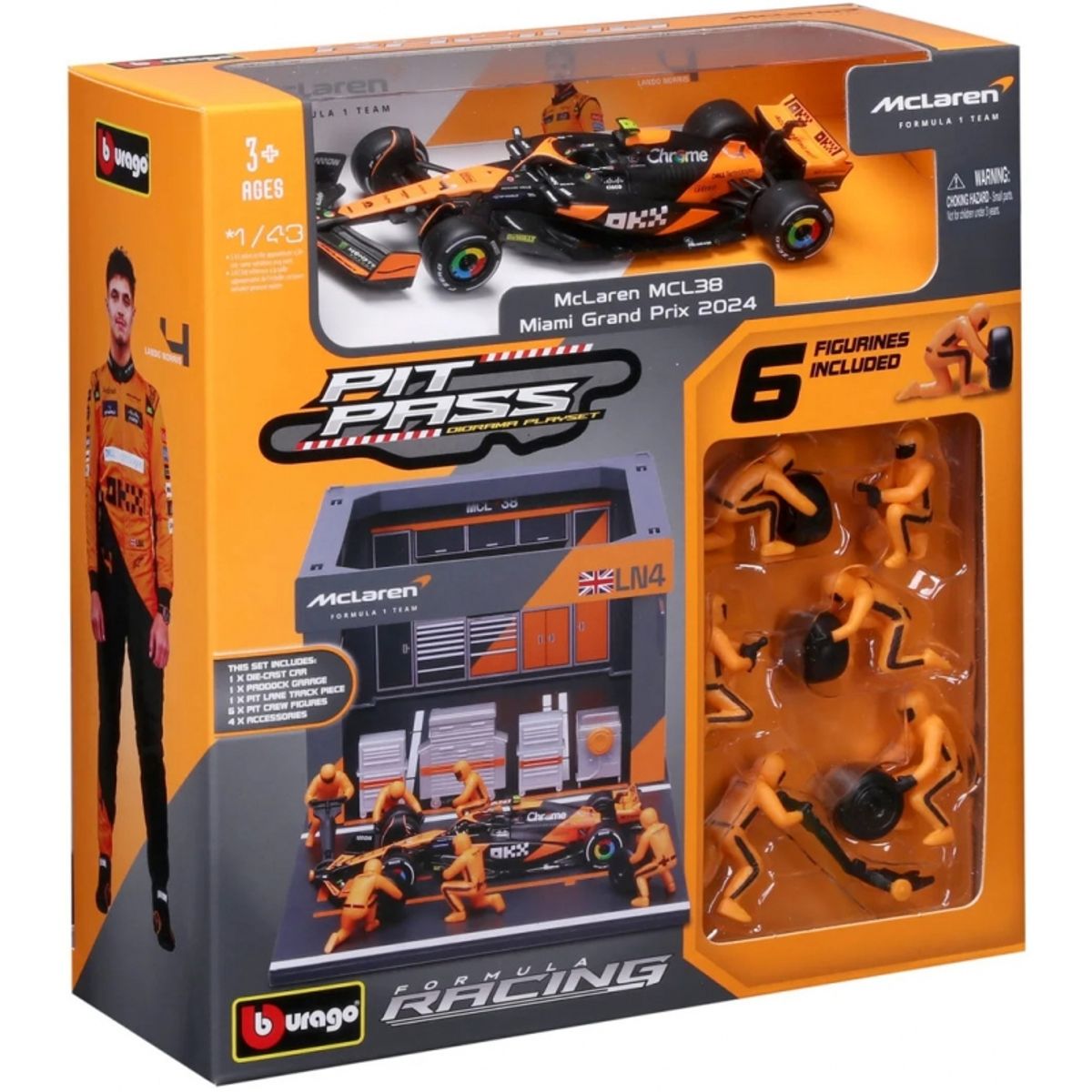 BBURAGO - BURAGO 38451 1-43 RACE FORMULA MCLAREN MCL38 PIT PASS ( 2024